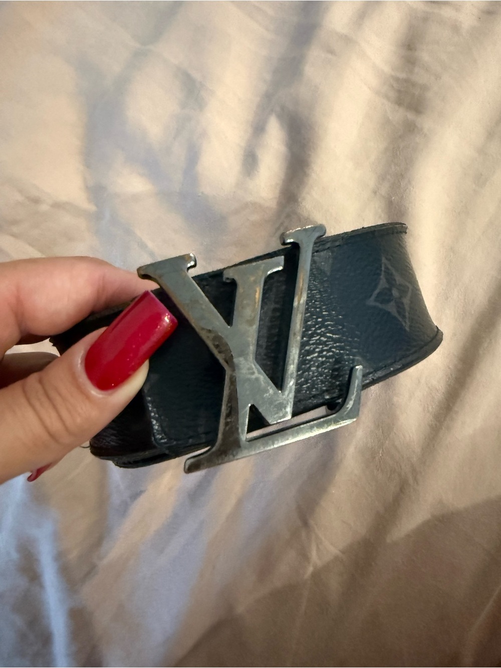 Louis Vuitton Dark Gray Monogram Canvas LV Buckle Belt Autentic , reversible